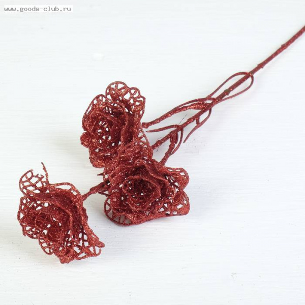 Цветы искусственные блеск "Три резвые розы" 5*60см красный /3543943