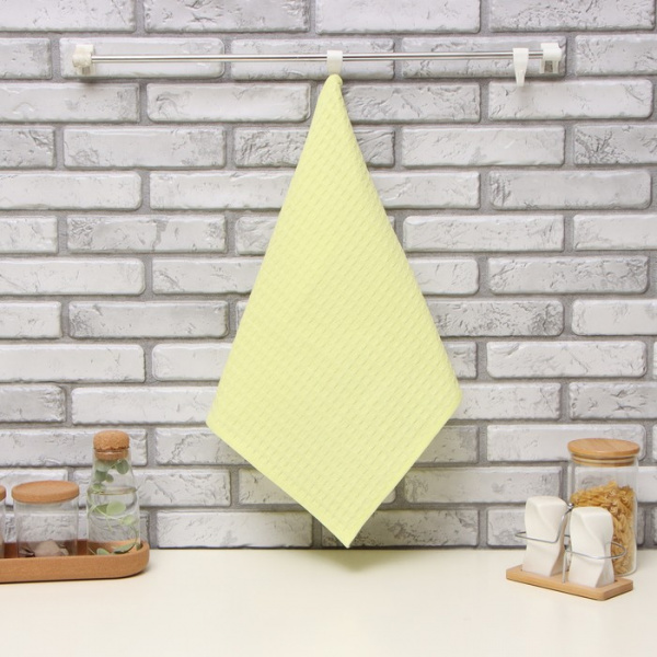 Полотенце цвет жёлтый 35х60 см, 100% хлопок, крупная вафля 220 г/м2 /4576495