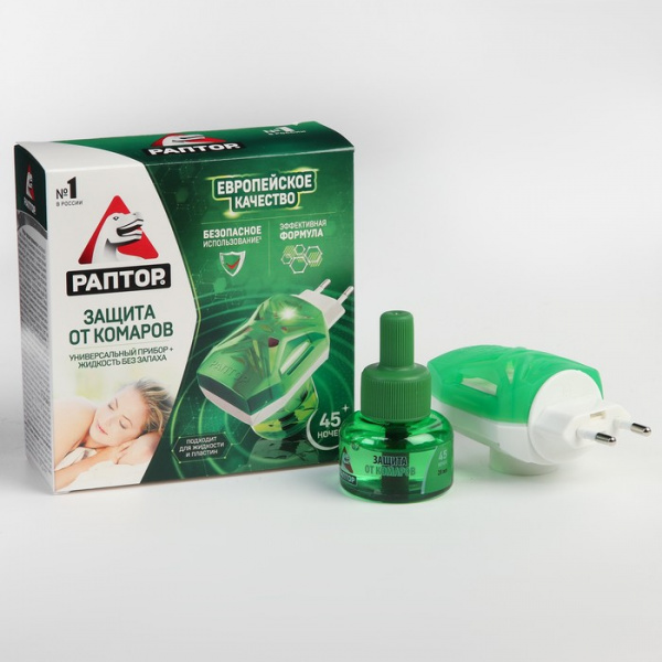 Набор фумигатор FLY + жидкость от комаров, РАПТОР, регулярная жидкость, 45 ночей /9606228