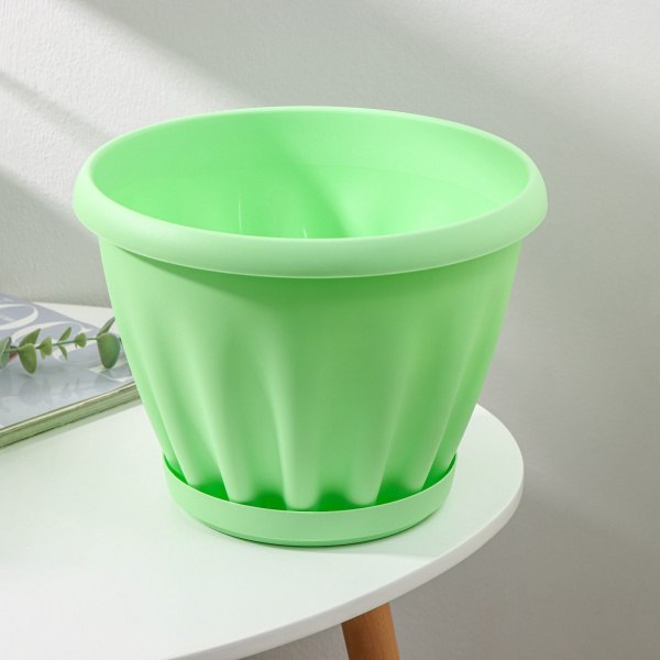 Горшок для цветов с поддоном «Знатный», 6,7 л, d=27 см, цвет зелёный/9243608