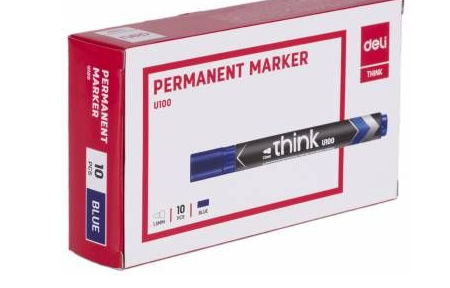 Маркер перманентный Deli Think синий с круглым острием EU10030