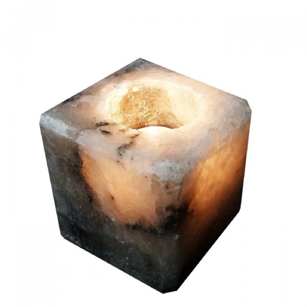 Подсвечник соляной "Квадрат" 1-2 кг свеча в комплекте 9х9х10см   1804370