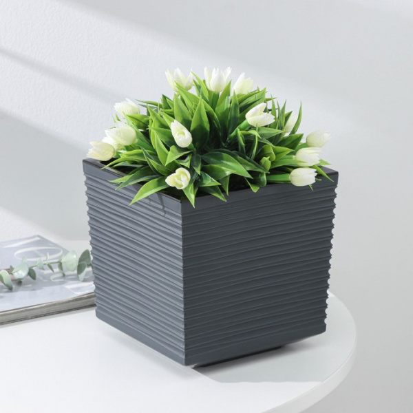 Кашпо со вставкой «Стиль», 3 л, цвет графит /9629400