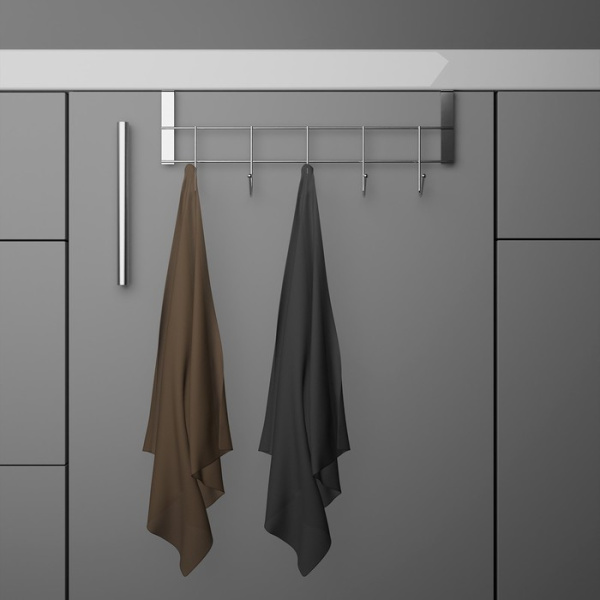 Вешалка на дверцу , Доляна «Блеск», 5 крючков, 24.5×10×6 см, хром/1038454