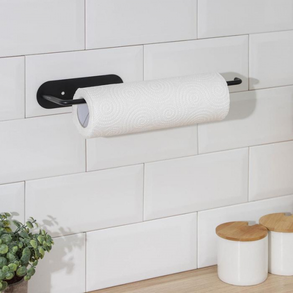 Держатель для бумажных полотенец, нержавеющая сталь, цвет чёрный /6913111