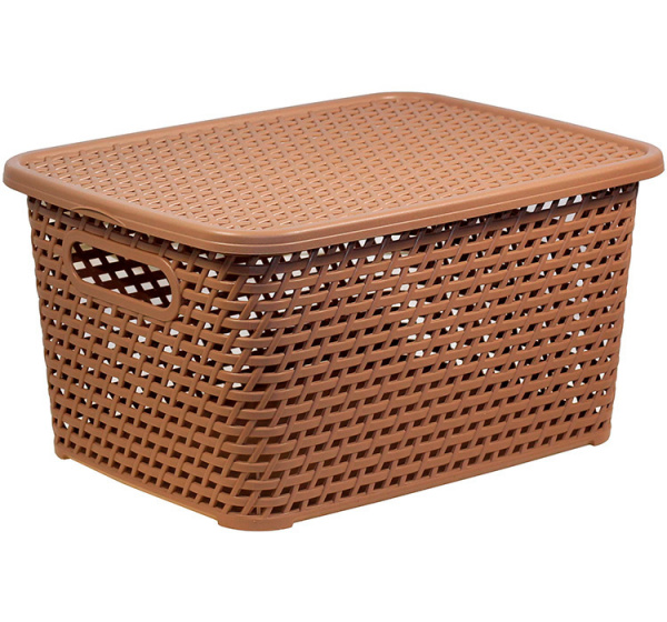 Ящик РОТАНГ с крышкой 370х280х190мм бежевый 2375  1155569