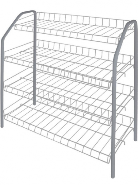 Этажерка для обуви 4-х секционная, 660х280х700 мм, серебряный, NIKA (ЭТ1/С)