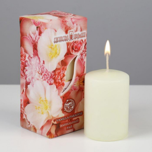 Свеча ароматическая "Ванильный рай", 4×6 см, в коробке/5264924