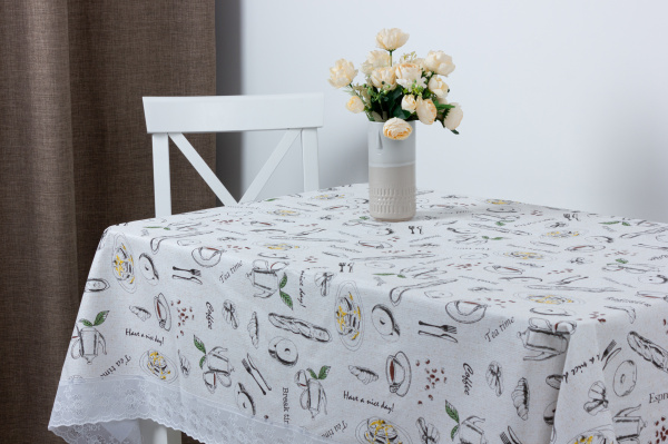 СКАТЕРТЬ "MEIWA" F-288 AZ WH/BE 122Х152 СМ БЕЛ./БЕЖ.