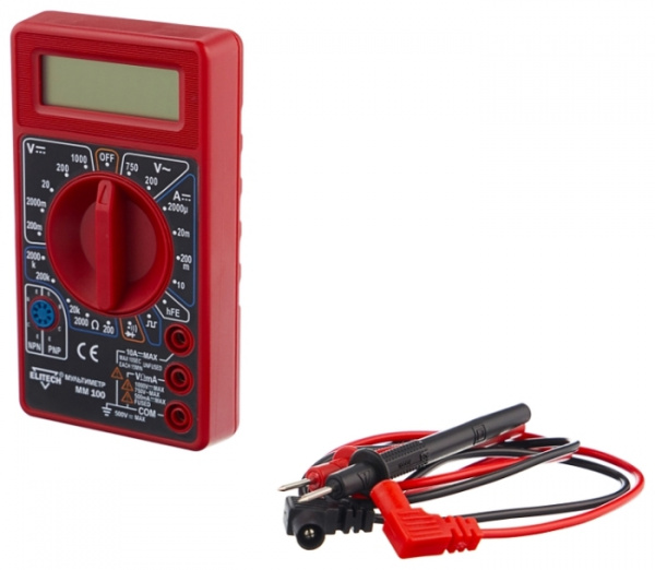 Мультиметр 0,1 мВ-600 В; 0,1 В-600 В; 1 мкА-10 А; 0,1 Ом-2 МОм