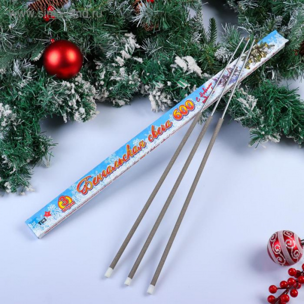 Бенгальские огни, 60 см, 3 штуки, "Новогодние"/53988041