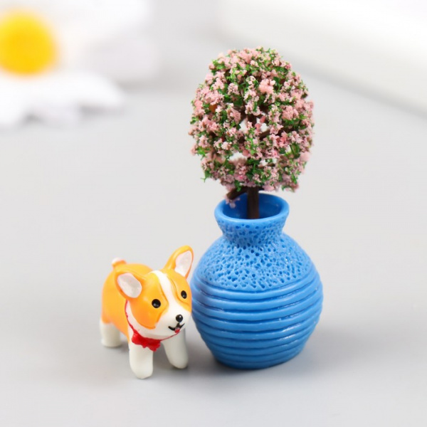 Фигурка для флорариума полистоун «Пёсик у вазочки», 2.6 см /9544593