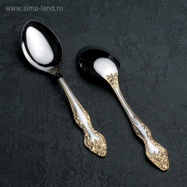 Ложка столовая «Тройка», h=19 см, толщина 2 мм, локальное нитрид-титановое покрытие/689451