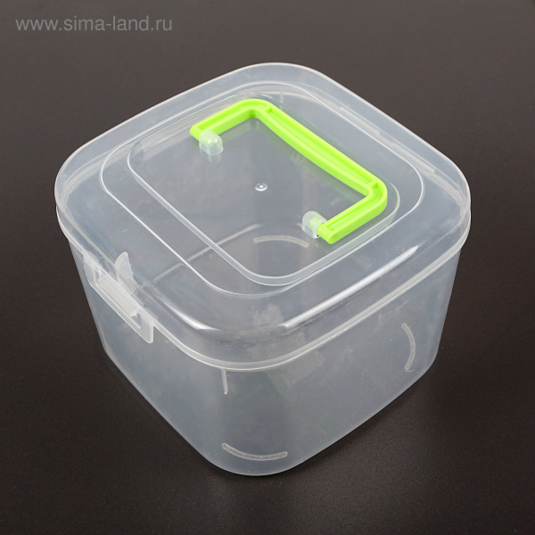 Контейнер для хранения, крышка с ручкой,  на защелке, 16х16х10,5см  МИКС   2844570