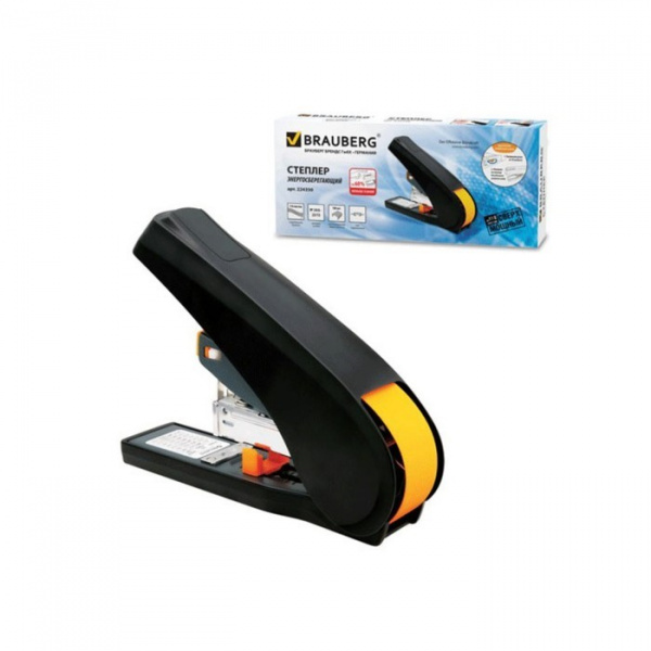 Степлер №24/6,23/13, до 100 листов, BRAUBERG, энергосберегающий /3343552
