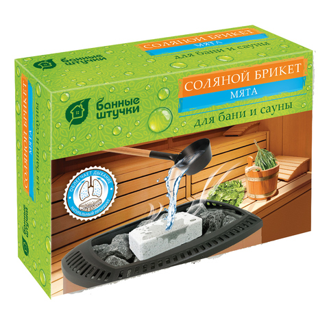 Соляной брикет с травами "Мята", 1300 г /32402