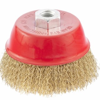 Щетка для УШМ, 100 мм, М14, "чашка", латунированная витая проволока/74605