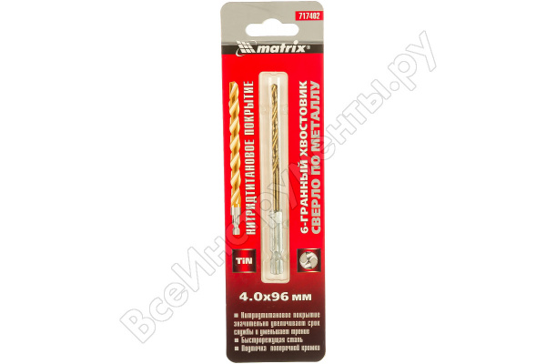 Сверло по металлу 4мм. HSS 6-ти гр хвостик 717402