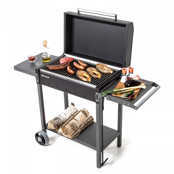 Мангал "MAH 203" 128,5 х 52 х 90,1 см, 2 мм, колеса, боковые полки, крышка/7690954