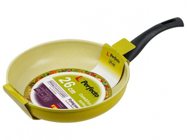 Сковорода ф 26х5.8 см, алюм., антиприг. покр., серия Cook&Fun, зеленая, PERFECTO LINEA