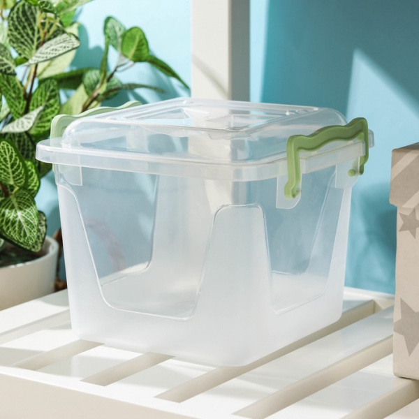 Контейнер для хранения с крышкой, 4 л, 19,5×19,5×17,5 см, прозрачный/7756150