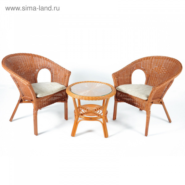 Набор мебели,два кресла,стол,цвет коньячный с подушкой 3738906