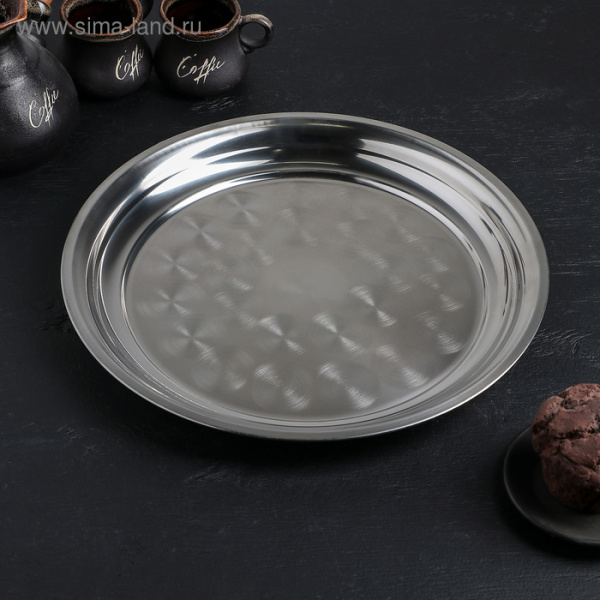 Поднос «Мэйли», 30×3 см, цвет серебряный /4577767