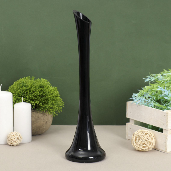Ваза «Пять вечеров», 150 мл, 30×9 см, стекло, чёрная глянцевая /1169884