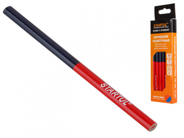 Карандаш разметочный 180мм. двухцветный STARTUL STANDART (ST4306-12)