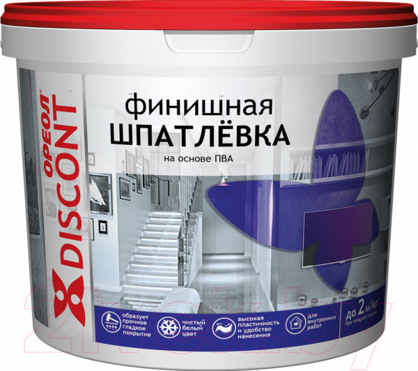 Шпатлевка белая на основе ПВА для внутренних работ ОРЕОЛ ДИСКОНТ 3 кг