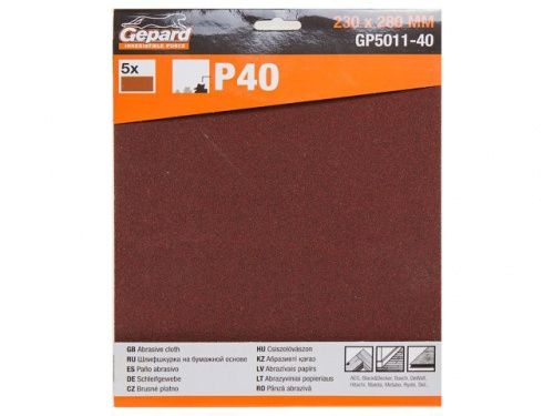 Шлифлист 230х280мм Р40 бум.осн. 5шт. GEPARD (GP5011-40)