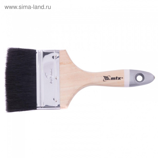 Кисть плоская, натуральная черная щетина, дер. ручка  4"/82643