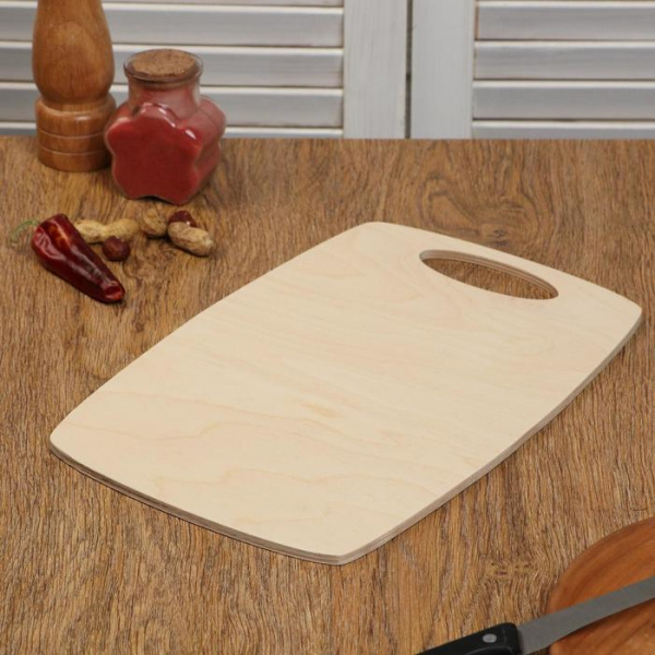 Доска разделочная деревянная "Бочонок", ручка вырез, 29×21×0,6 см /5136379