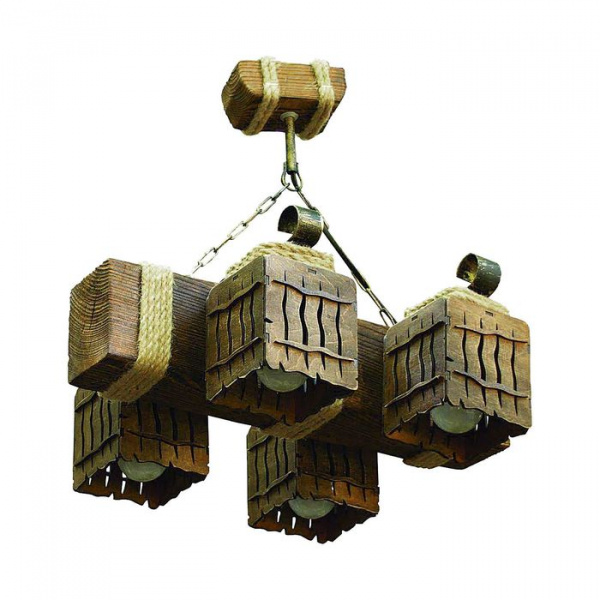 Люстра деревянная "Молнии", 4 плаф. 2124306