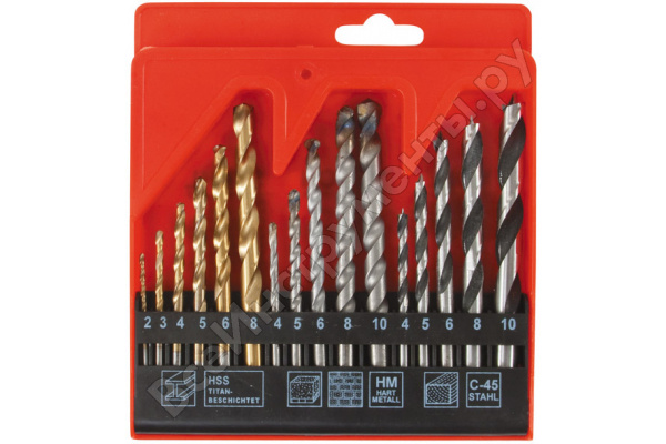 Сверла-комби 16шт металл/бетон/дерево/36358