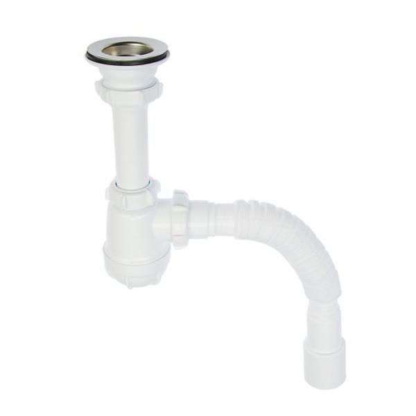 Сифон для умывальника малый 1 1/2" х 40 с выпуском с гибкой трубой 40х40/50 (аналог АНИ C0115