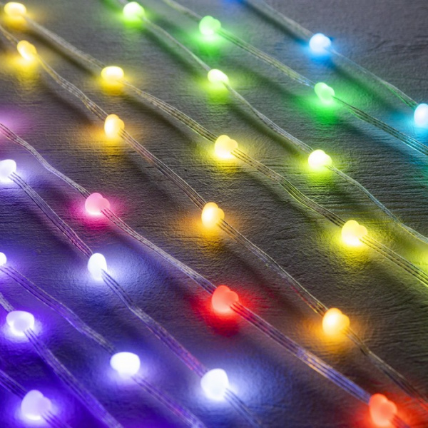 Умная гирлянда «Нить» 5 м роса «Сердечки». пульт ДУ, приложение, свечение RGB, USB /9423608