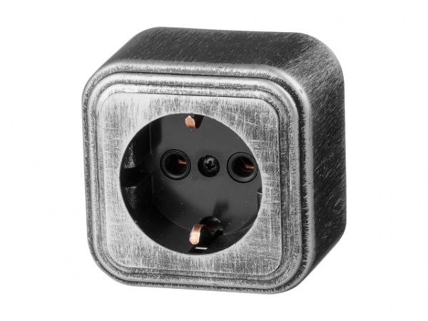 Розетка 1-ая (открытая, с/з) серебро, Стандарт, Юпитер/JP7431-03