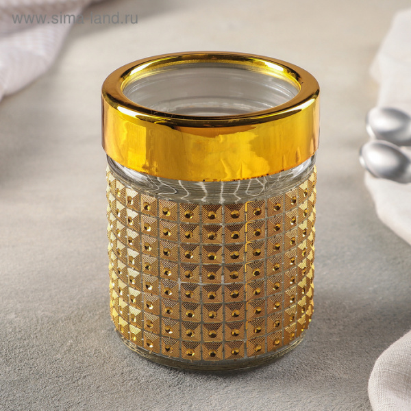 Банка стеклянная для сыпучих продуктов «Голд», 300 мл, 8,5×10,5 см, цвет золотой/4604697