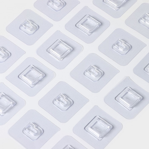 Крючки держатели двойные самоклеящиеся, набор 10 шт, 5,7×5,7×1см, цвет прозрачный /10058588