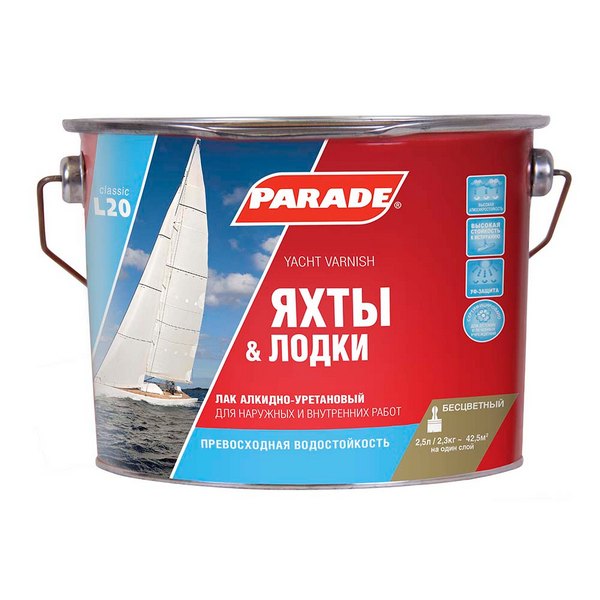 Лак PARADE L20 яхтный матовый 2,5л
