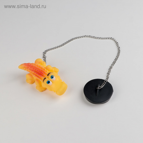 Пробка для ванны с игрушкой "Крокодил", d=4,8см, цепочка 40см 807554     