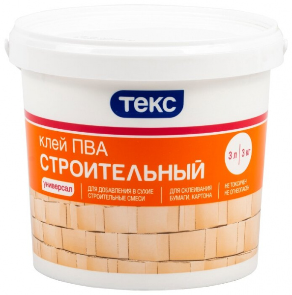 Клей ПВА строитель универс. 3 кг. ТЕКС