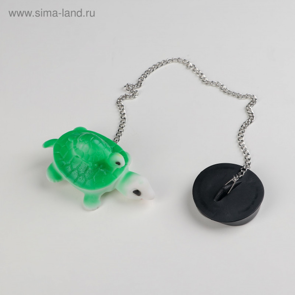 Пробка для ванны с игрушкой "Черепаха", d=4,8см, цепочка 40см 807552   