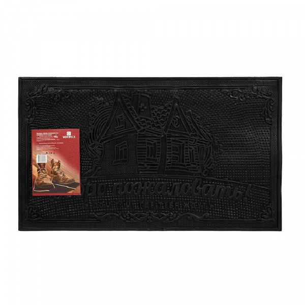 Коврик придверный 35*60см, черный, "Добро пожаловать"/20039