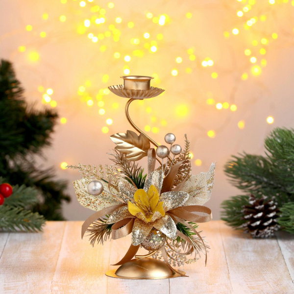 Подсвечник на одну свечу золотая ленточка 706017