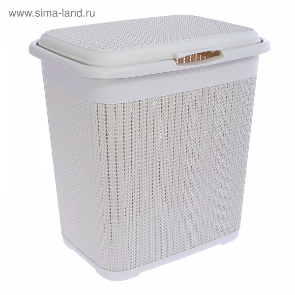 Корзина для белья ВЯЗАНИЕ 40л (белый) (М2602)