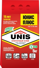 Клей плиточный Юнис Плюс 5 кг.