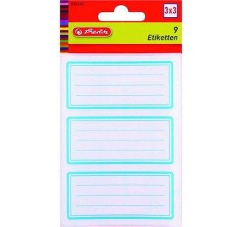 Наклейки для записи с линовкой, 9 наклеек на 3 листах, 8х16см, (HERLITZ)  00830240