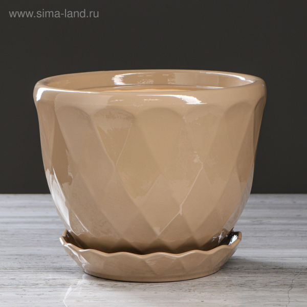 Горшок для цветов "Грань" 6,5л. глазурь капучино 4911556